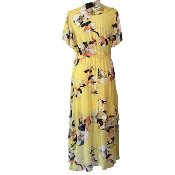 Kate And Lily Yellow Chiffon Ruffle Dress Women’s 14 Beautiful Floral Maxi - Picture 2 of 7